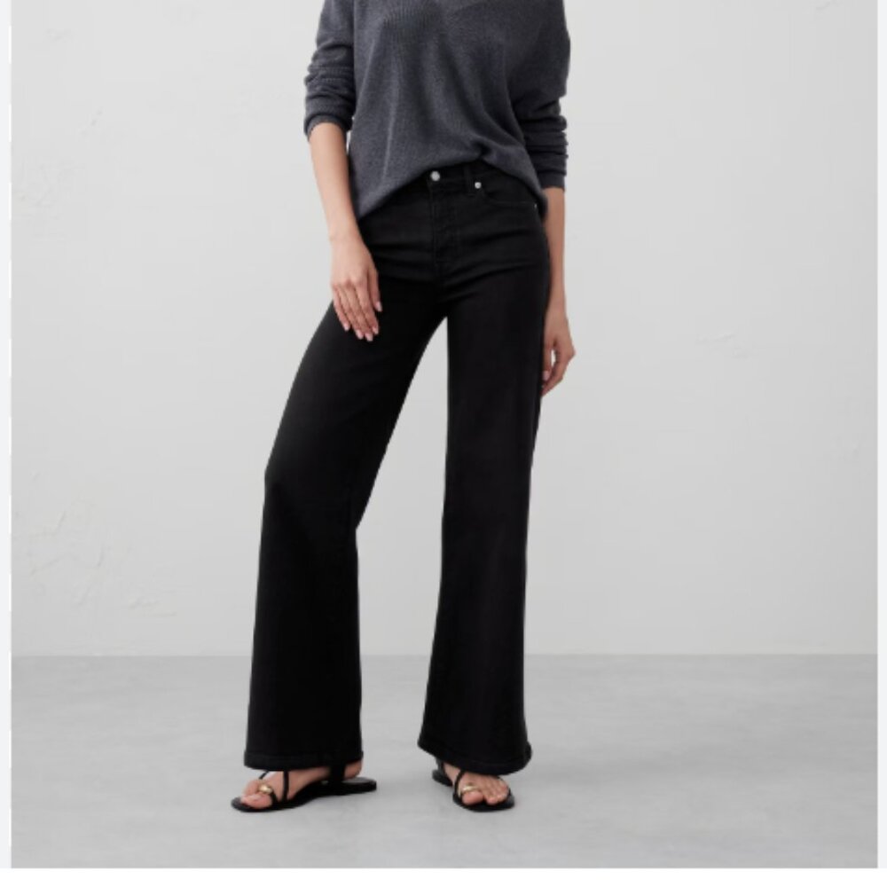 Banana Republic high rise wide leg dark blue jeans 28 6 front pockets
